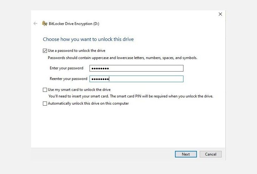 Конфигурация BitLocker в Windows