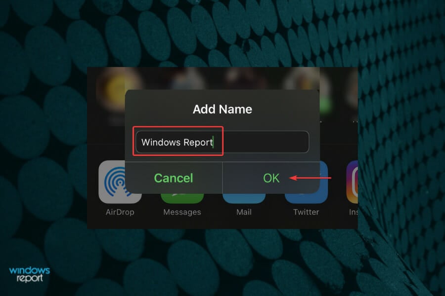 Ввод названия для ссылки FaceTime
