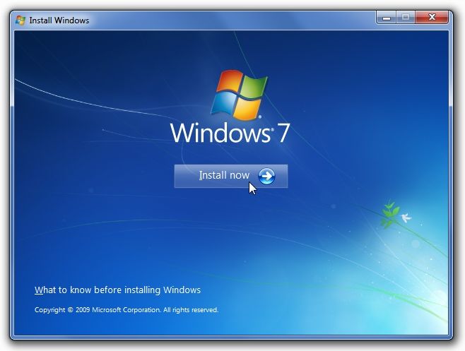 Запуск установки Windows 7