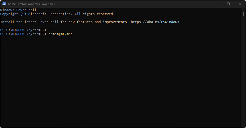 PowerShell: запуск compmgmt.msc