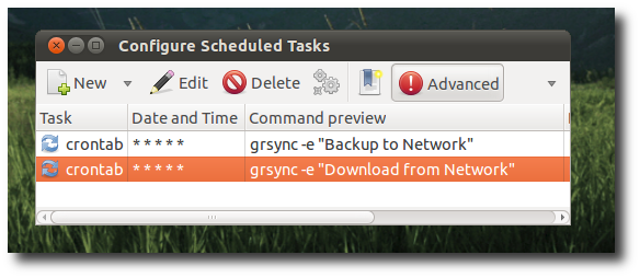 Список всех запланированных задач для синхронизации