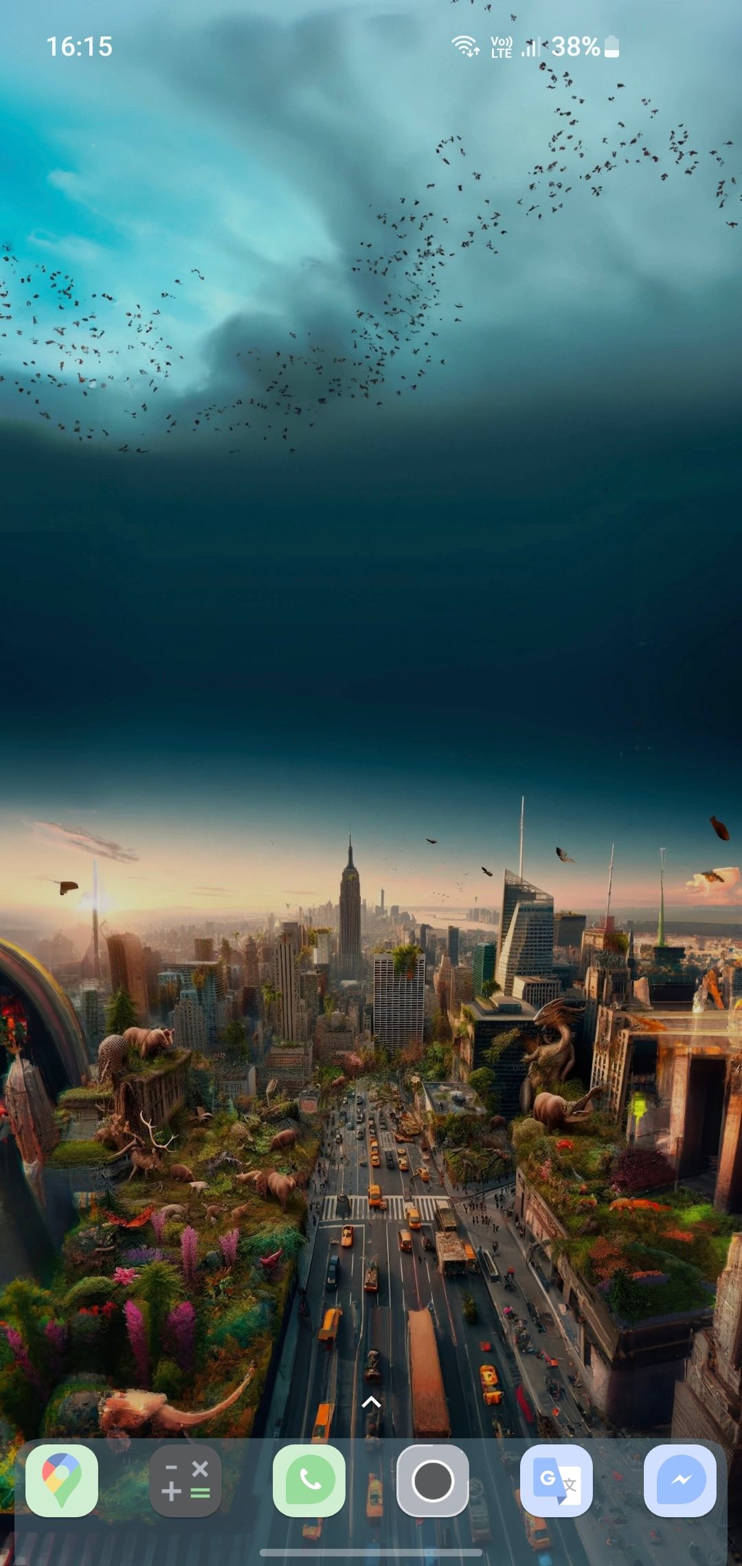 Итоговый экран Android с обоями из DALL-E на домашнем экране