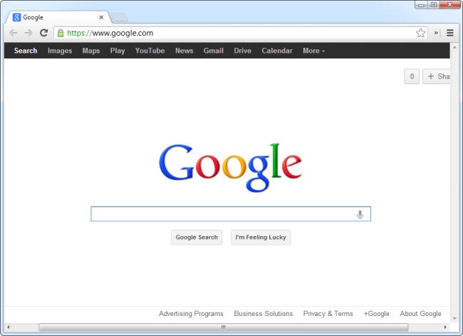 Страница поиска Google в браузере