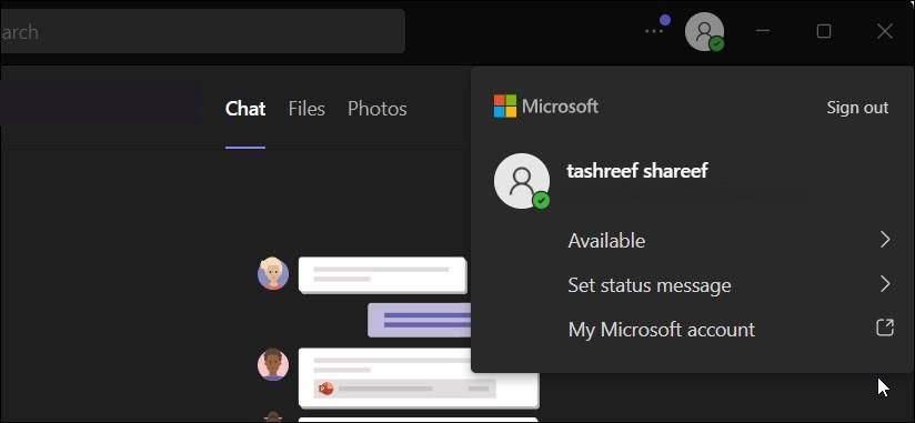 Выход из Microsoft Teams