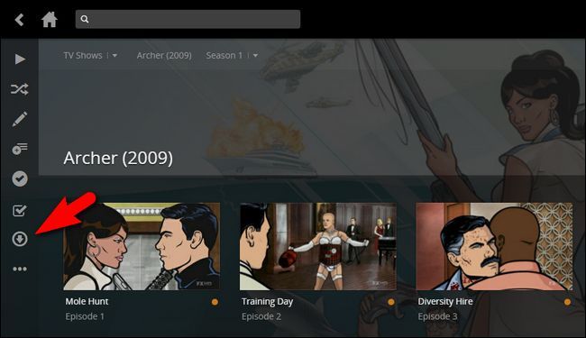 Иконка синхронизации в веб-интерфейсе Plex