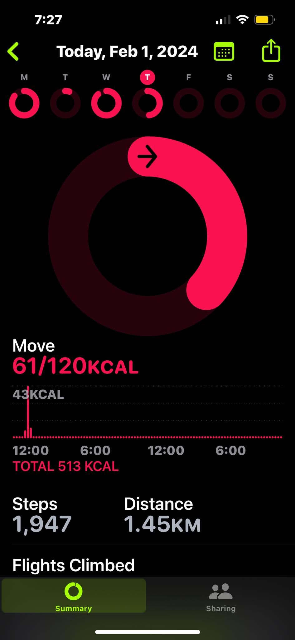 Открытие раздела Активность в приложении Фитнес