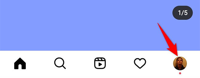Нажмите иконку профиля внизу экрана