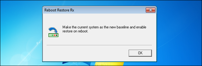 Диалог: Reboot Restore Rx сообщает об установке текущего состояния как контрольной точки