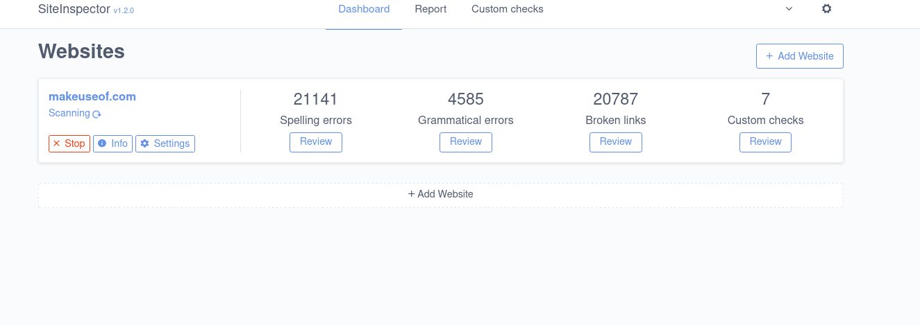отчёт SiteInspector для MUO