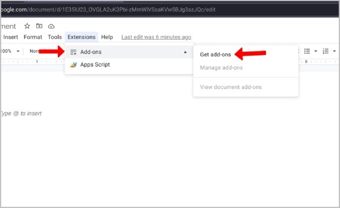Поиск дополнений в Google Docs