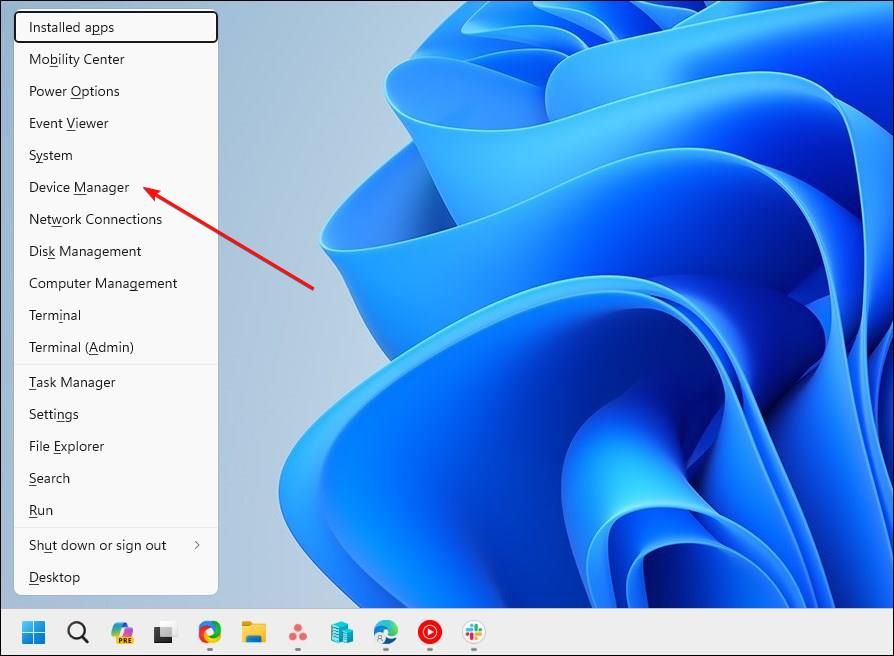 Windows 11 WinX Menu With Device Manager Option