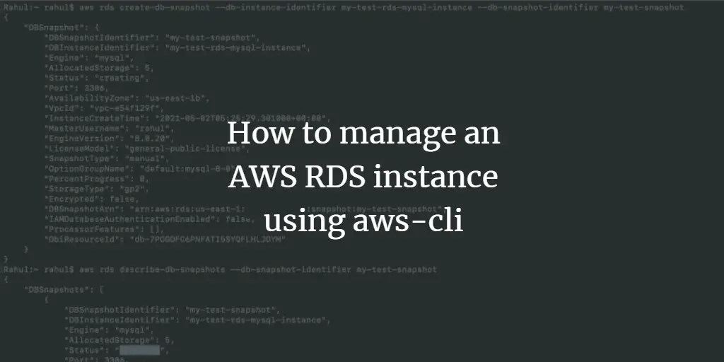 Управление RDS через AWS CLI — создать, снапшот, удалить