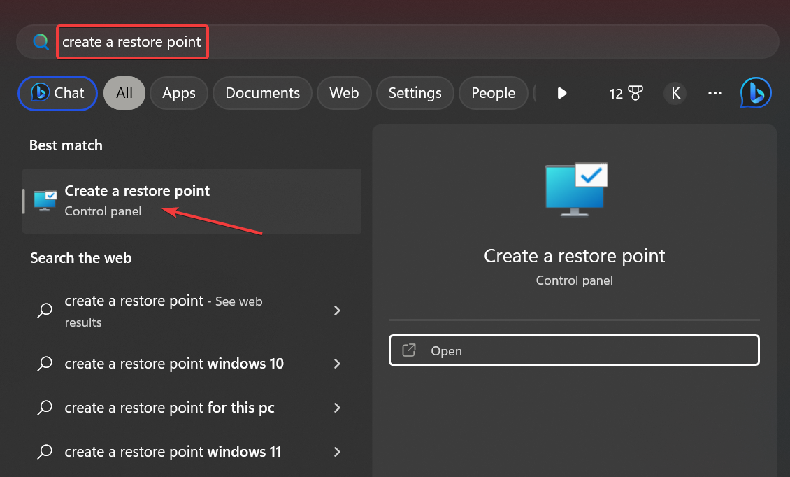 Окно «Создание точки восстановления» в Windows