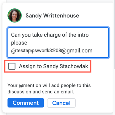 Упоминание в комментарии