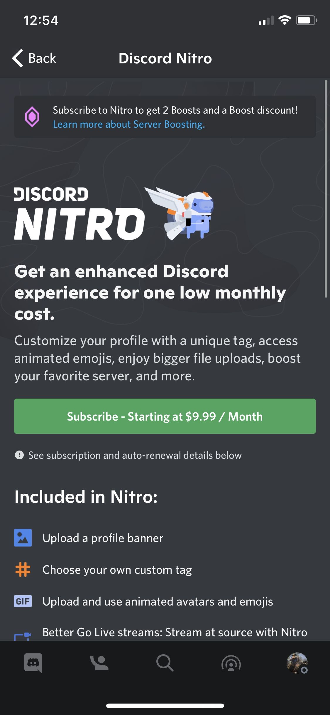 Подписка на Discord Nitro на мобильном