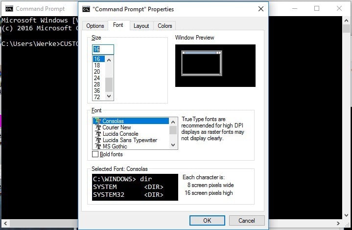 Настройка макета окна и буфера экрана