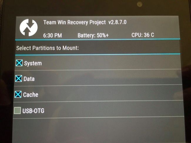 Разделы TWRP: смонтируйте system для редактирования