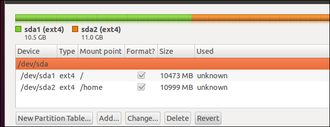 Отдельный раздел /home после установки Ubuntu