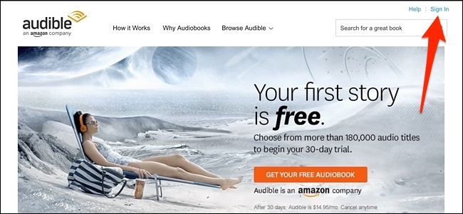 Экран входа Audible