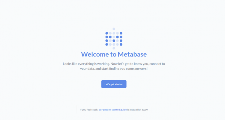 Стартовый экран Metabase 