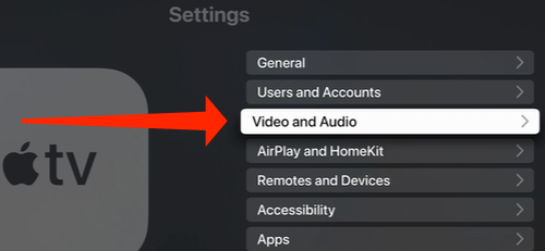 Выберите Видео и аудио