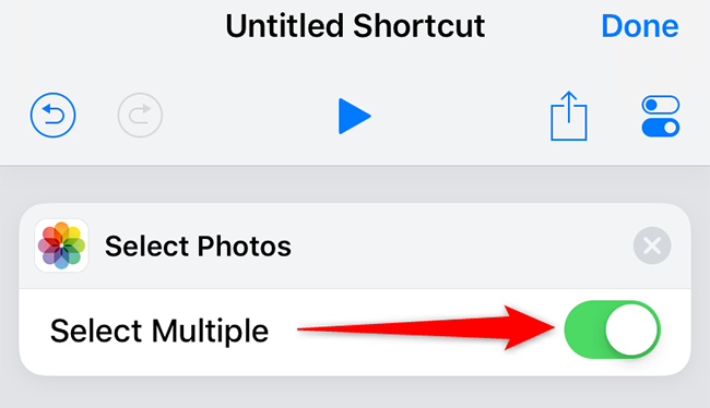 Включите Select Multiple для возможности выбора нескольких фото