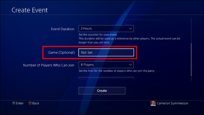 Выбор игры для события