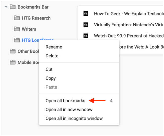 Открыть все закладки из папки