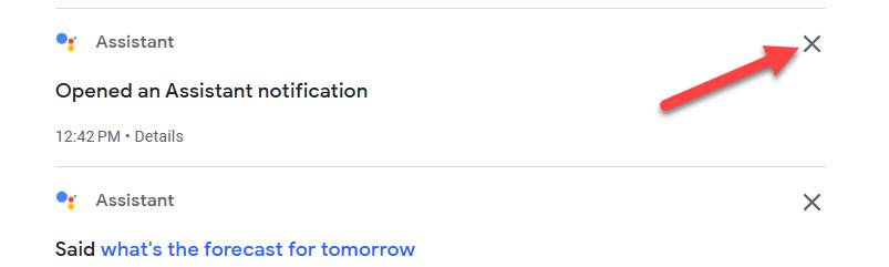Нажмите кнопку удаления элемента активности