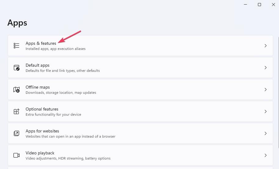 Опция Приложения и возможности для переустановки Snipping Tool в Windows 11