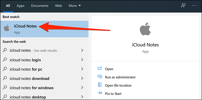 Apple Notes как приложение в Windows 10
