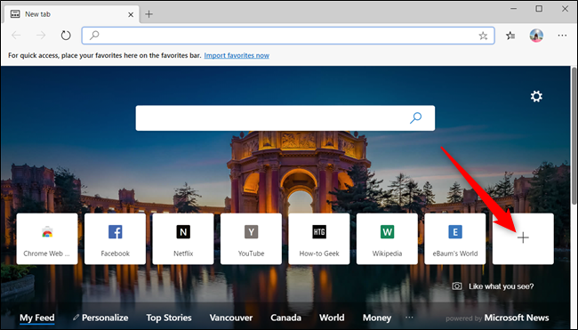Добавьте пользовательскую плитку, нажав на квадрат с +.