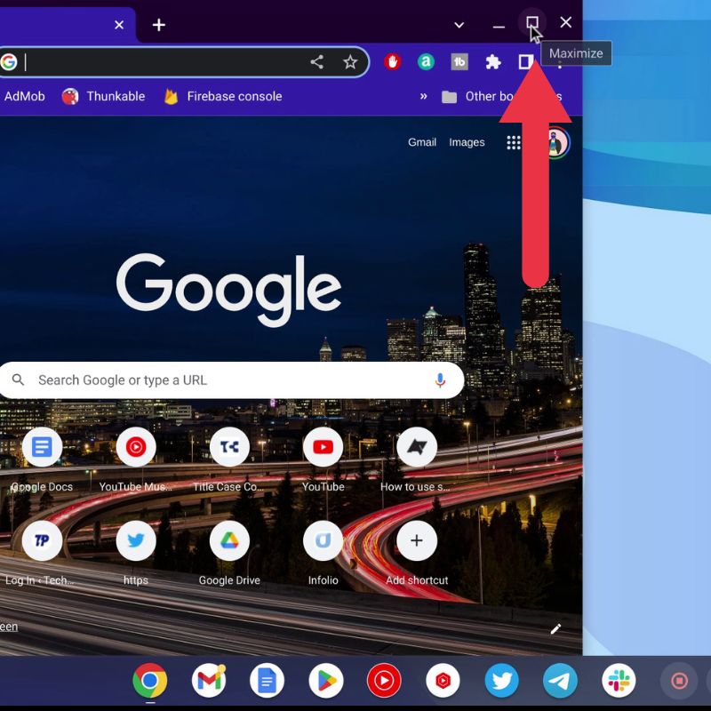Кнопка максимизации в верхней части окна