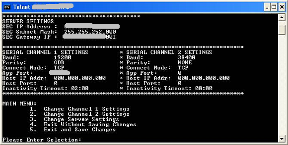 Ввод числового выбора в Telnet