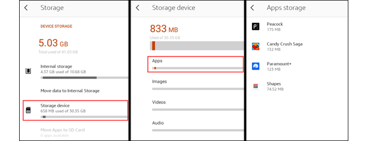 Скриншоты списка приложений на SD-карте