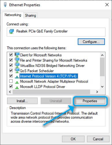 Свойства TCP IPv4