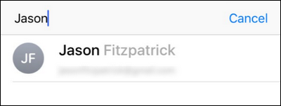 Подсказки контактов при вводе имени