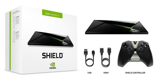 Комплектация Nvidia Shield TV: приставка, пульт, контроллер