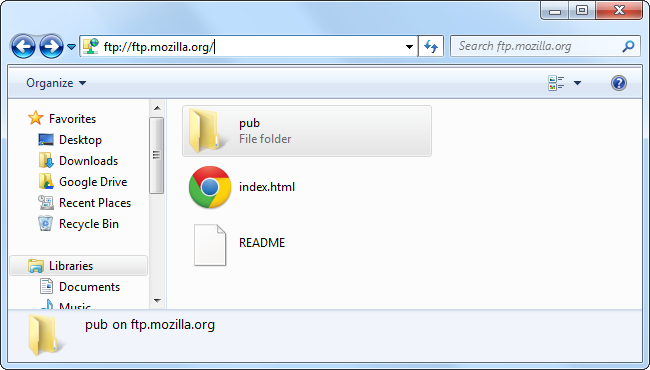 Переход к каталогу релизов Firefox на FTP