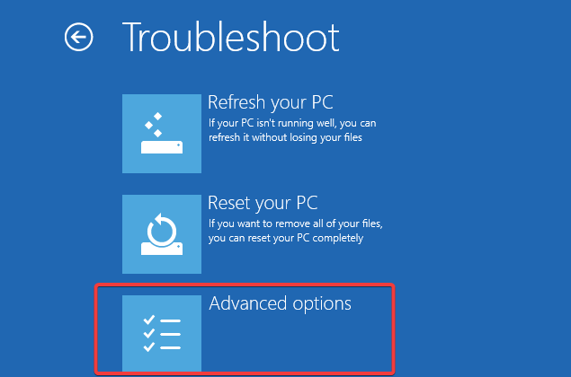 Меню выбора параметров загрузки