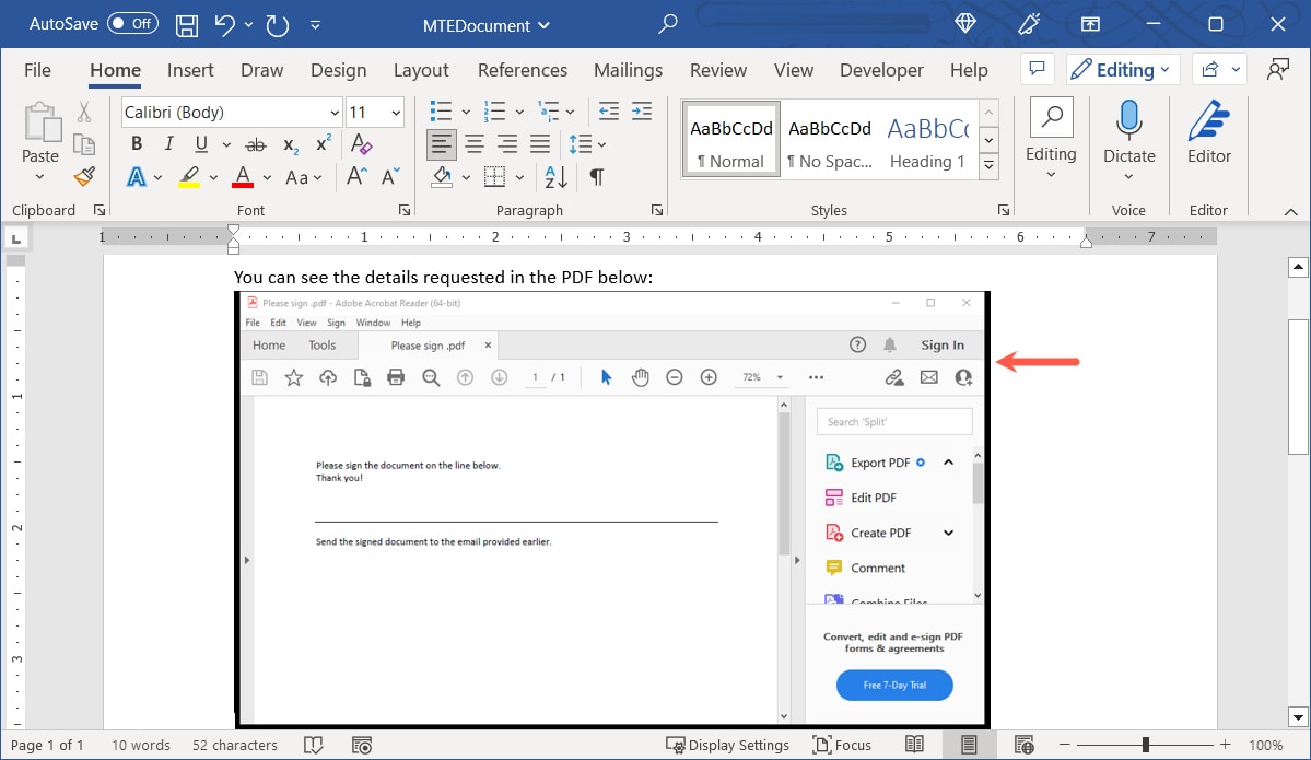 Скриншот вставлен в документ Word