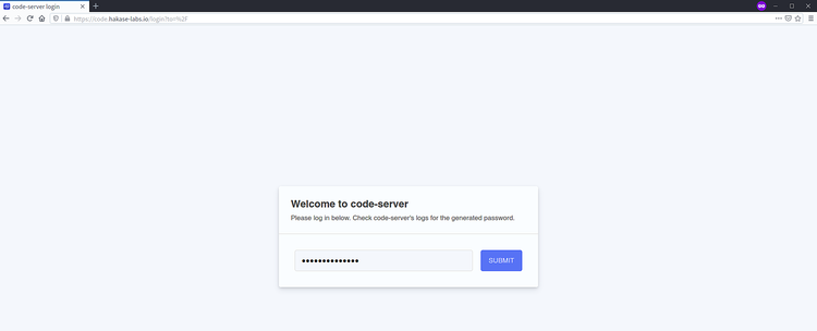 Вход в GUI code-server