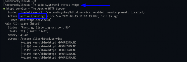 Проверка статуса httpd