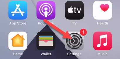 Экран iPhone: значок приложения «Настройки».
