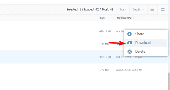 Scarica file dal web client IDrive