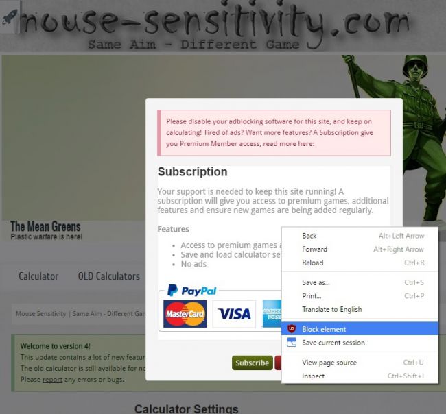 Пример всплывающего окна, мешающего навигации