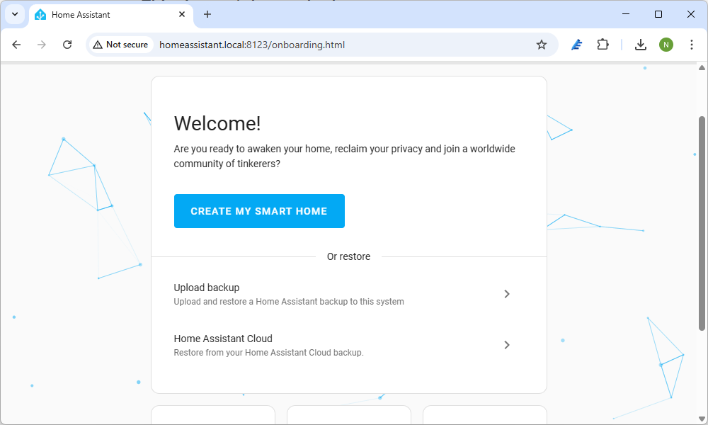 Стартовая страница Home Assistant.