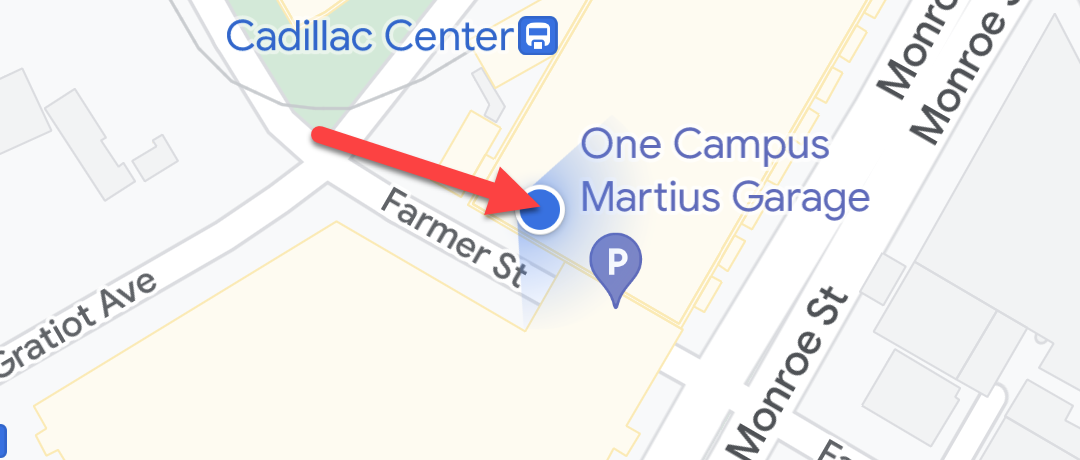 Нажмите на синий кружок местоположения.