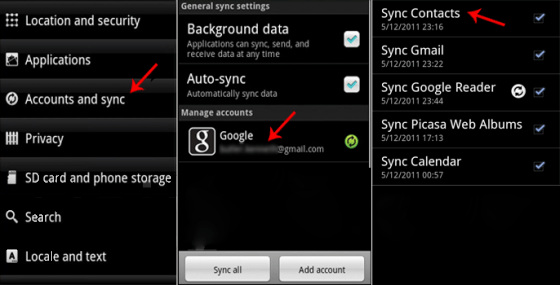 Androidでアカウント同期