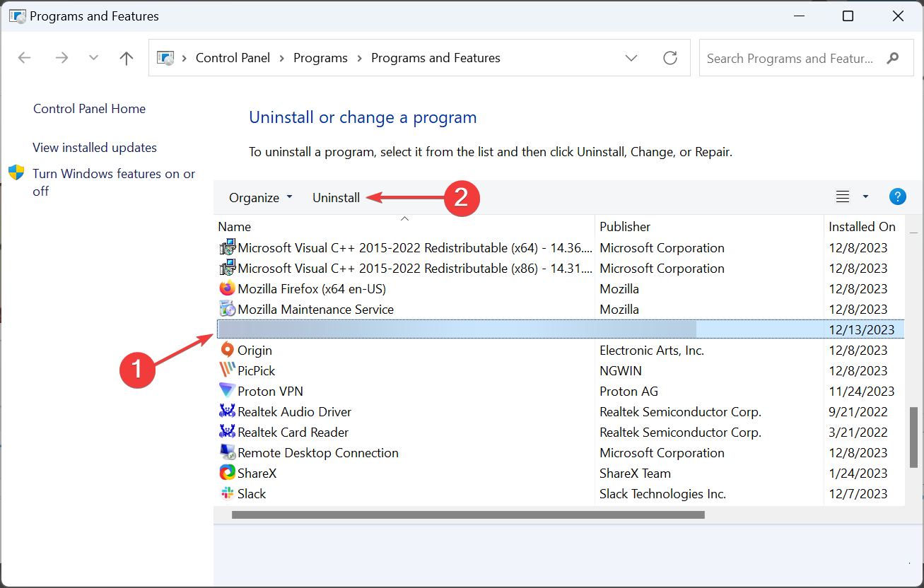 Изображение: удаление OpenCandy через Панель управления